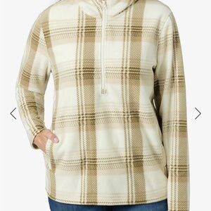 O'Neill Woman’s Soft Polar Fleece Half Zip Pullover Hoodie Size XL Plaid Green